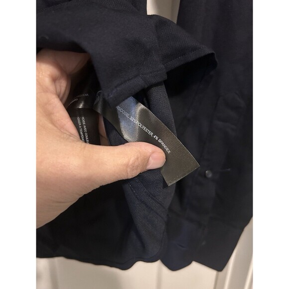 New Denim & Flower Dress Shirt Mens Size Large Navy Blue Button Down Doby - Picture 5 of 6